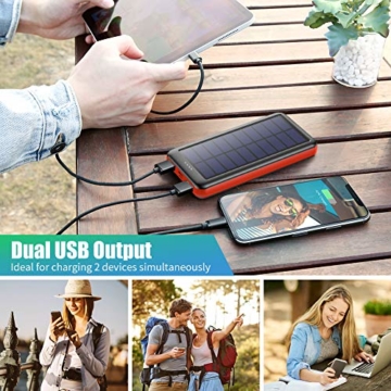 QTshine Solar Powerbank 26800mAh Solarladegerät mit Eingängen Type C