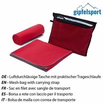 Mikrofaser Handtuch Set - Microfaser Handtücher für Sauna, Fitness, Sport I Strandtuch, Sporthandtuch I Rot | M(110x50cm) - 3