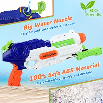 lenbest Wasserpistole, 2 Pack Wasser Blaster, 1.2L Großer Kapazität & 10 Meter Reichweite, Super Squirt Wasserpistolen - Sommer Partys, Pool, Garten Wasser Geschenk für Kinder Jungen Mädchen - 6