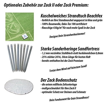 outdoorer Wurf-Strandmuschel Zack II grün - als Pop up Strandmuschel selbstaufbauend, UV 60 Sonnenschutz, Windschutz, großes Strandzelt - 3