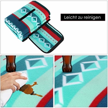 femor 200 x 300 cm Picknickdecke XXL Picknick-Matte Outdoor wasserdichte sanddichte Stranddecke tolle Fleece wärmeisoliert mit Tragegriff (Grün) - 5