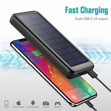 Trswyop Solar Powerbank 26800mAh, Solar Ladegerät 【3 Eingang mit Type C】 Power Bank USB-C Hohe Kapazitat Externer Akku mit 2 Ausgängen Tragbares Solar Akkupack für iPhone,iPad, Samsung, Huawei mehr - 4