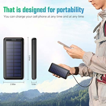 Trswyop Solar Powerbank 26800mAh, Solar Ladegerät 【3 Eingang mit Type C】 Power Bank USB-C Hohe Kapazitat Externer Akku mit 2 Ausgängen Tragbares Solar Akkupack für iPhone,iPad, Samsung, Huawei mehr - 7