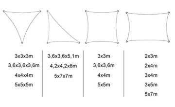 WOLTU Sonnensegel Rechteck 2x3m Grau atmungsaktiv Sonnenschutz HDPE Windschutz mit UV Schutz für Garten Terrasse Camping - 5