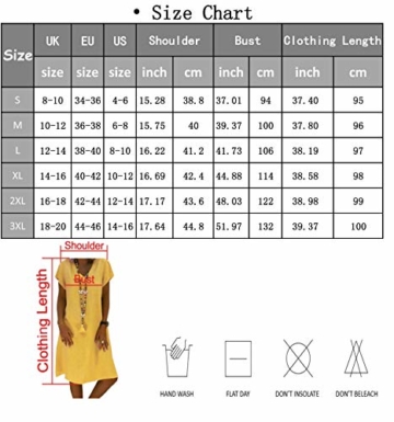 Yidarton Sommerkleid Leinen Kleider Damen V-Ausschnitt Strandkleider Einfarbig A-Linie Kleid Boho Knielang Kleid Ohne Zubehör (Grün, M) - 2