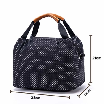 CALIYO Lunchtasche Kühltasche klein Isoliertasche wassedicht Lunchbag mit Reißverschluss Thermotasche faltbar für Arbeit, Schule und unterwegs 9 Liter (Schwarz) - 2