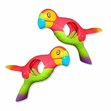 lembrd 2 Stück Wäscheklammern Handtuchklemmen Strandtuchklammern Handtücher Towel Clips - Papagei Vogel Handtuchclips aus Kunststoff für Wäsche, Strandtuch, Badetuch, Teppich - 2