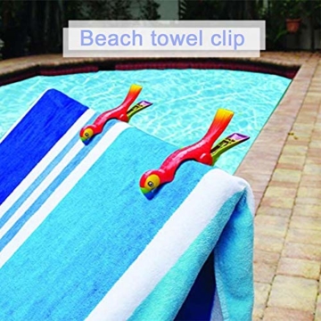 lembrd 2 Stück Wäscheklammern Handtuchklemmen Strandtuchklammern Handtücher Towel Clips - Papagei Vogel Handtuchclips aus Kunststoff für Wäsche, Strandtuch, Badetuch, Teppich - 4