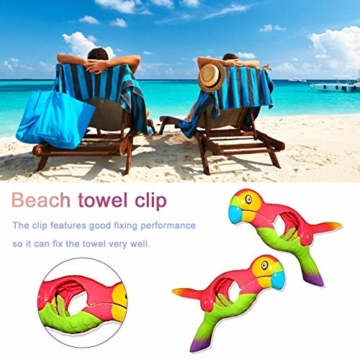 lembrd 2 Stück Wäscheklammern Handtuchklemmen Strandtuchklammern Handtücher Towel Clips - Papagei Vogel Handtuchclips aus Kunststoff für Wäsche, Strandtuch, Badetuch, Teppich - 5