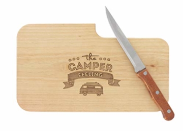 meinbecher nachhaltiges Brotzeitbrett Schneidebrett Jausenbrett Holz Messer Geschenk Männer Frauen Geschenkidee für Ihn & Sie_Camper Feeling - 2