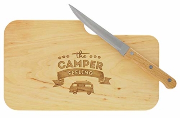 meinbecher nachhaltiges Brotzeitbrett Schneidebrett Jausenbrett Holz Messer Geschenk Männer Frauen Geschenkidee für Ihn & Sie_Camper Feeling - 3