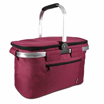 Navaris Thermo Einkaufskorb Kühltasche faltbar - 27L Kühlkorb Picknickkorb Isolier Korb - 43x26cm Einkaufstasche Coolerbag auslaufsicher in Rot - 1