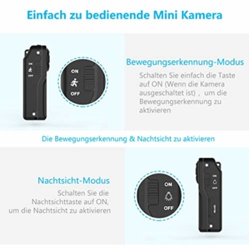 NIYPS wasserdichte Mini Kamera, Full HD 1080P Super Mini Cam, Tragbare Kleine Überwachungskamera mit Aufzeichnung, Kabellose Nanny Cam mit Bewegungserkennung und Infrarot Nachtsicht für Innen/Aussen - 4