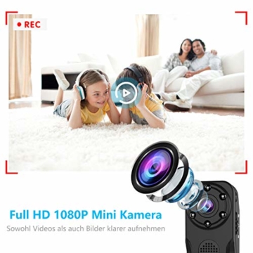 NIYPS wasserdichte Mini Kamera, Full HD 1080P Super Mini Cam, Tragbare Kleine Überwachungskamera mit Aufzeichnung, Kabellose Nanny Cam mit Bewegungserkennung und Infrarot Nachtsicht für Innen/Aussen - 6