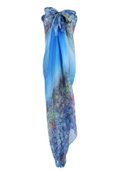 PB-SOAR XXL Mode Damen Sarong Pareo Strandtuch Wickelrock Wickeltuch Schal Halstuch mit Blumenmuster (Blau) - 1