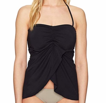 Vince Camuto Damen Draped Bandini Top Swimsuit with Removable Straps Tankini-Badeanzug, Surf Shades Black, Medium - 2