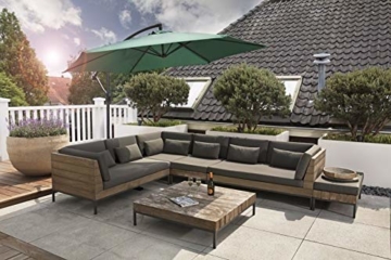 909 OUTDOOR Grüner Ampelschirm für Terrasse, Balkon und Garten Ø 300 cm, Verstellbarer Sonnenschirm mit Fußkreuz und Kurbel, Gartenschirm aus Polyester & Stahl - 5