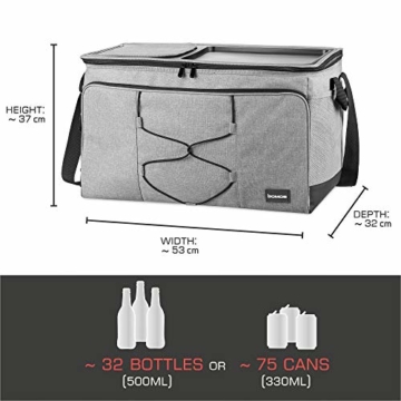 bomoe 52 Liter XXL Kühltasche groß faltbar IceBreezer KT53 - Outdoor Kühlbox Isoliertasche für unterwegs - 53x37x32 cm - Auch als Picknicktasche Thermotasche nutzbar – Perfekter Lebensmitteltransport - 6