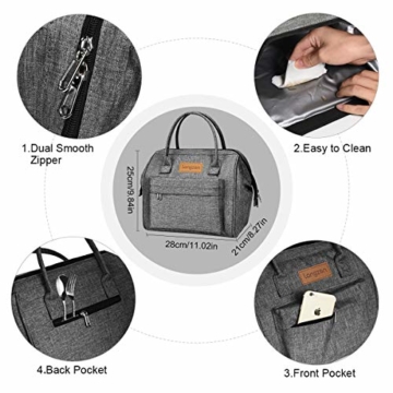 longzon 15L Kühltasche Lunchtasche Picknicktasche Wiederverwendbare Faltbar Thermotasche Kühltasche für Camping, BBQ, Wandern, Picknick- Grau - 4