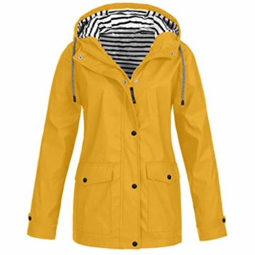 Regenmantel Damen Winterjacke Pumps Wintermantel Outdoor Plus Solide Wasserdichter Kapuzenjacke Regenjacke für Frauen Outdoorjacken Wanderjacke mit Kapuze Windproof Outwear Windbreaker - 1