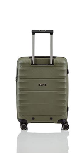 TITAN 4-Rad Handgepäck Koffer mit TSA Schloss, erfüllt IATA-Bordgepäckmaß, Gepäck Serie HIGHLIGHT: Leichte Hartschalen Trolleys im Carbon Look, 842406-86, 55 cm, 38 Liter, khaki (grün) - 4