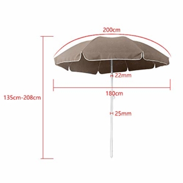 HENGMEI 200cm Sonnenschirm Marktschirm Strandschirm Gartenschirm Ampelschirm Balkonschirm Kurbelschirm Neigbar Terrassenschirm, Taupe … - 2