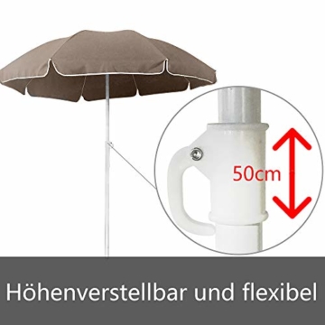 HENGMEI 200cm Sonnenschirm Marktschirm Strandschirm Gartenschirm Ampelschirm Balkonschirm Kurbelschirm Neigbar Terrassenschirm, Taupe … - 5