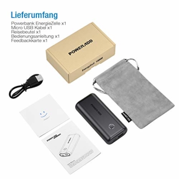 POWERADD Powerbank EnergyCell 10000mAh Mini Externer Akku USB Power Bank Kompaktes Leichtes Tragbares Ladegerät für Handy, iPhone iPad Samsung Galaxy Huawei und Andere Smartphones-Schwarz - 6