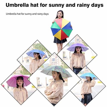 Xpccj Regenschirmhut Kappe Angelkappe Strandschirm Regenschirm Regenschirm Hut Faltbare Kopfbedeckung Kopfbedeckung für Sommer Zeit Outdoor, nicht null, blau, 80 cm - 5
