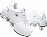 FLY FLU Schuhe Mit Rollen Skateboardschuhe,Inline-Skate,2-in-1-Mehrzweckschuhe,Verstellbare Quad-Rollschuh-Stiefel-Männliche Und Weibliche Paare 35-43EU,White-38 - 1