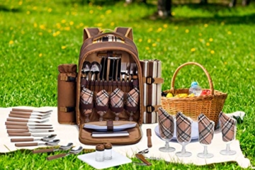 apollo walker 4 Person Picknick Rucksack Hamper Kühltasche mit Geschirr Set & Decke - 4