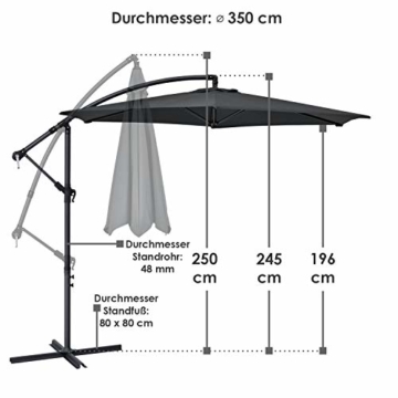 ArtLife Ampelschirm Brazil 300 cm Kurbel Ständer – UV-Schutz wasserabweisend knickbar – Sonnenschirm Marktschirm – grau - 2