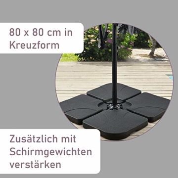 ArtLife Ampelschirm Brazil 300 cm Kurbel Ständer – UV-Schutz wasserabweisend knickbar – Sonnenschirm Marktschirm – grau - 3