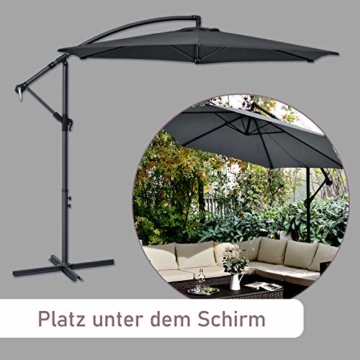 ArtLife Ampelschirm Brazil 300 cm Kurbel Ständer – UV-Schutz wasserabweisend knickbar – Sonnenschirm Marktschirm – grau - 4