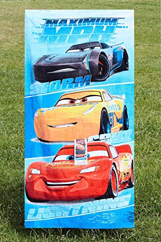 Cars Disney Maximum MPH Strandtuch, Badetuch, Handtuch 70 x 140 cm mit Storm, Cruz und Lightning McQueen aus 100% Baumwolle, für Kinder - 6