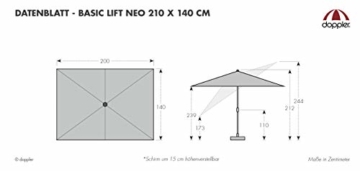 Derby Basic Lift NEO 250x200 – Rechteckiger Sonnenschirm – Höhenverstellbar – ca. 250x200 cm – Anthrazit - 2