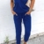 ECOWISH Damen Jumpsuit Lang V Ausschnitt Overall Sommer Ärmellos Hosenanzug Träger Playsuit Romper Blau S - 4