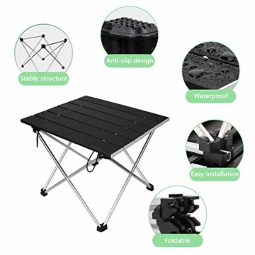 Linkax Tragbar Klapptisch Aluminium Campingtisch mit Tragetasche, Maximale Belastung 30 kg für Camping Picknick, Strand, Garten Grill - 2