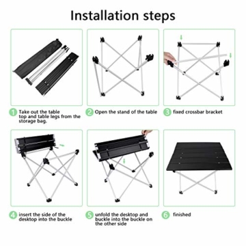 Linkax Tragbar Klapptisch Aluminium Campingtisch mit Tragetasche, Maximale Belastung 30 kg für Camping Picknick, Strand, Garten Grill - 4