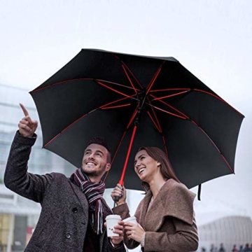 Plemo Regenschirm, Hochwertiger Stylischer Stockschirm Golfschirm Partnerschirm für Zwei, 120 cm Durchmesser, Wasserabweisend - 7