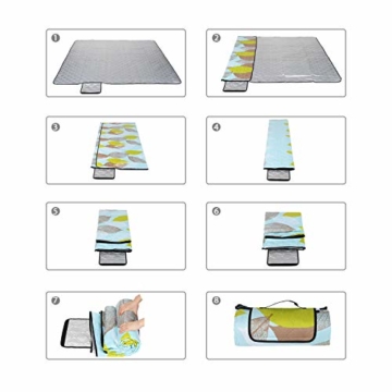 Sekey 200 x 200cm Picknickdecke wasserdicht, Camping Decke Picknickdecke mit tragbarem Griff, Waschbare Picknickdecke für Outdoor - 3