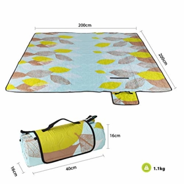 Sekey 200 x 200cm Picknickdecke wasserdicht, Camping Decke Picknickdecke mit tragbarem Griff, Waschbare Picknickdecke für Outdoor - 5