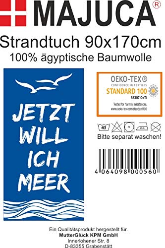 Strandtuch, Badetuch 170 x 90 Frottee-Velour Liegetuch Strandtuch Trockentuch (Blau - Ich Will Meer) - 7