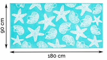 ZOLLNER Strandtuch Meerestiere, 100% Baumwolle, 90x180 cm, türkis - 4