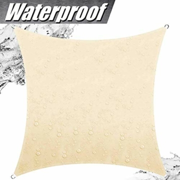 KAHEIGN Sonnensegel Wasserdicht 2,5m x 3m Rechteckig Sonnensegel, Sonnenschutz Balkon Sonnensegel Leinwand 120gsm Sonnenschutz für Garten Balkon (Creme) - 2