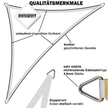Sonnensegel Dreieck wasserdicht 5x7x7 m Creme - Sonnenschutz dreieckig mit UV-Schutz für Garten, Balkon Terrasse, Camping - 5
