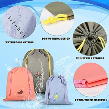 Coolzon 8 Stück wasserdichte Beutel Kordelzug, Aufbewahrungstaschen Turnbeutel Kinder Kleidung Schuhbeutel Strand Schwimmen Reise Gym Organizer Beutel Rucksäcke 8 Muster 3 Größen - 3