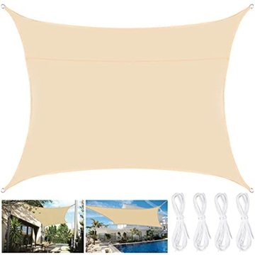 BARAKYEG sonnensegel wasserdicht 2 x 3 Meter Sonnenschutz Wasserdicht,UV-Schutz,Luftdurchlässig,Garten Balkon & Terrasse Camping Outdoor Wetterbeständig inkl Befestigungsseile,Creme Farben - 1