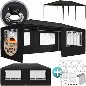 CASARIA® Pavillon 3x6m UV-Schutz 18m² Dachösen Wasserabweisend 6 Seitenteile Stabil Festival Festzelt Partyzelt Fenster Gartenzelt Anthrazit - 1