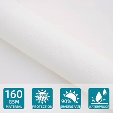 Sunnylaxx 3x4m Sonnensegel Rechteckig, Wasserdicht Sonnenschutz Sunsegel Color Creme, 95% UV-Schutz,für Außenbereich,Garten - 3